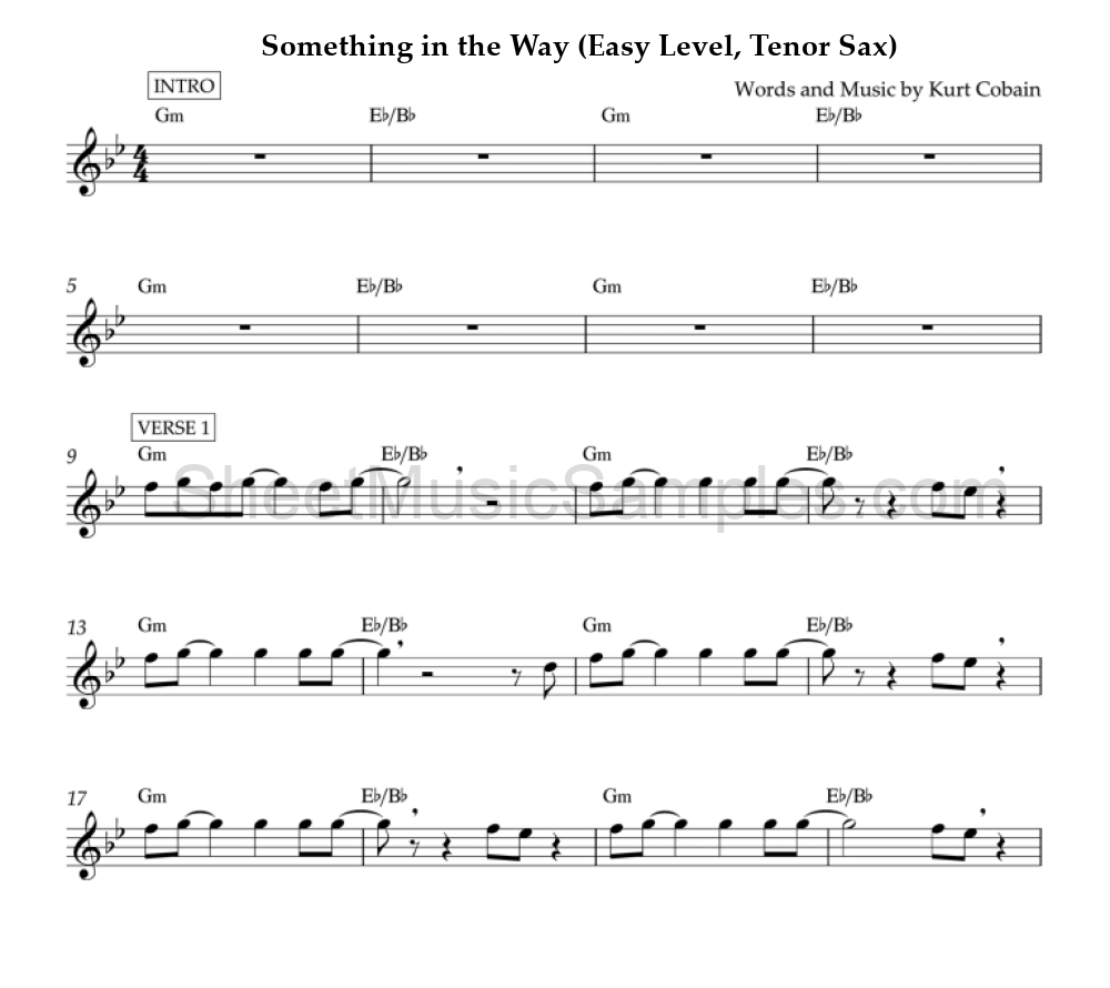 Something in the Way (Easy Level, Tenor Sax)