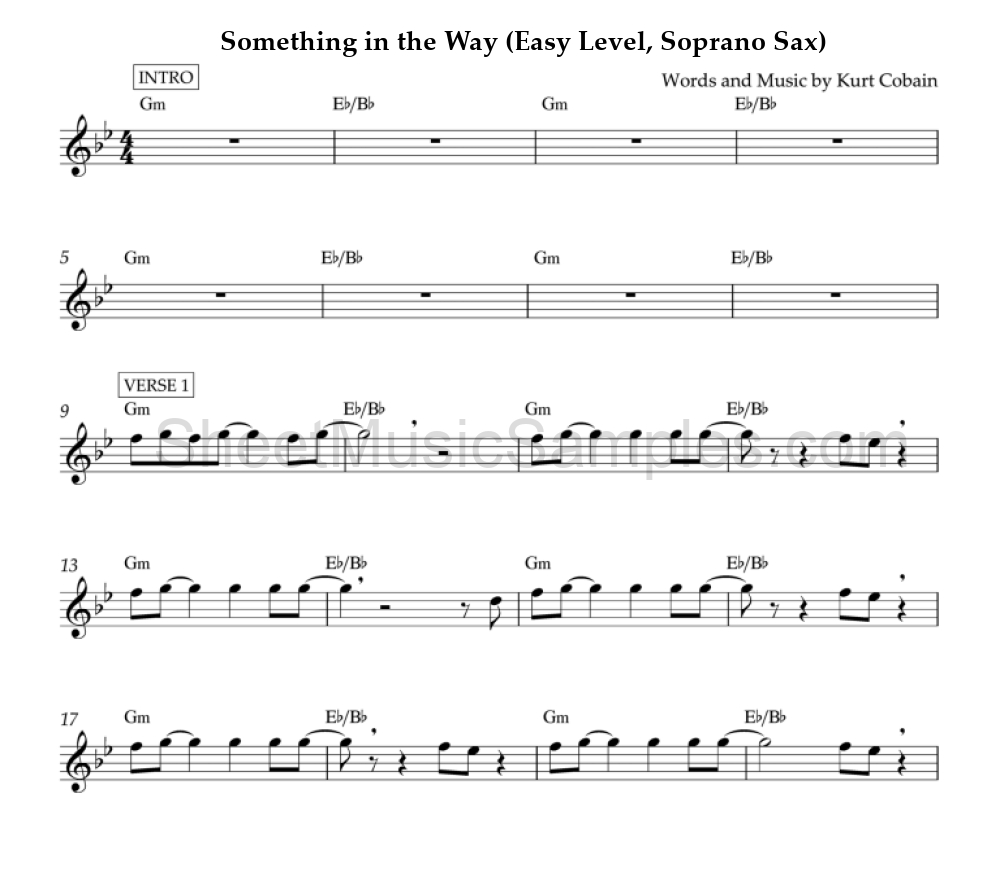 Something in the Way (Easy Level, Soprano Sax)