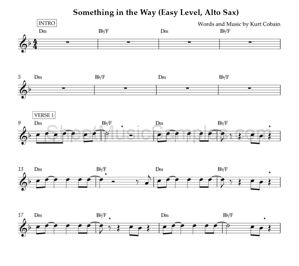 Something in the Way (Easy Level, Alto Sax)