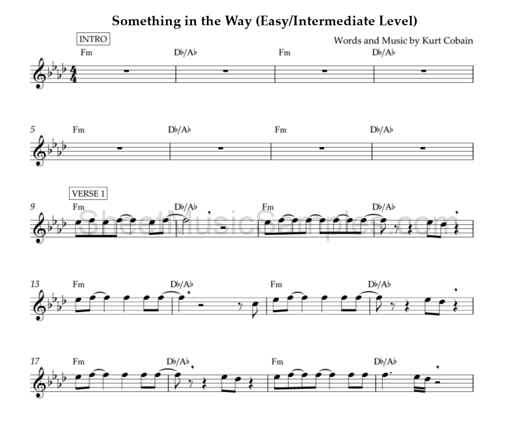 Something in the Way (Easy/Intermediate Level)