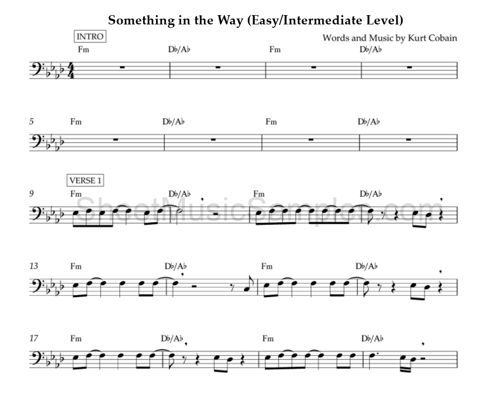 Something in the Way (Easy/Intermediate Level)