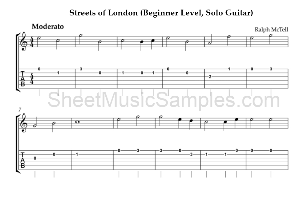 Streets of London (Beginner Level, Solo Guitar)