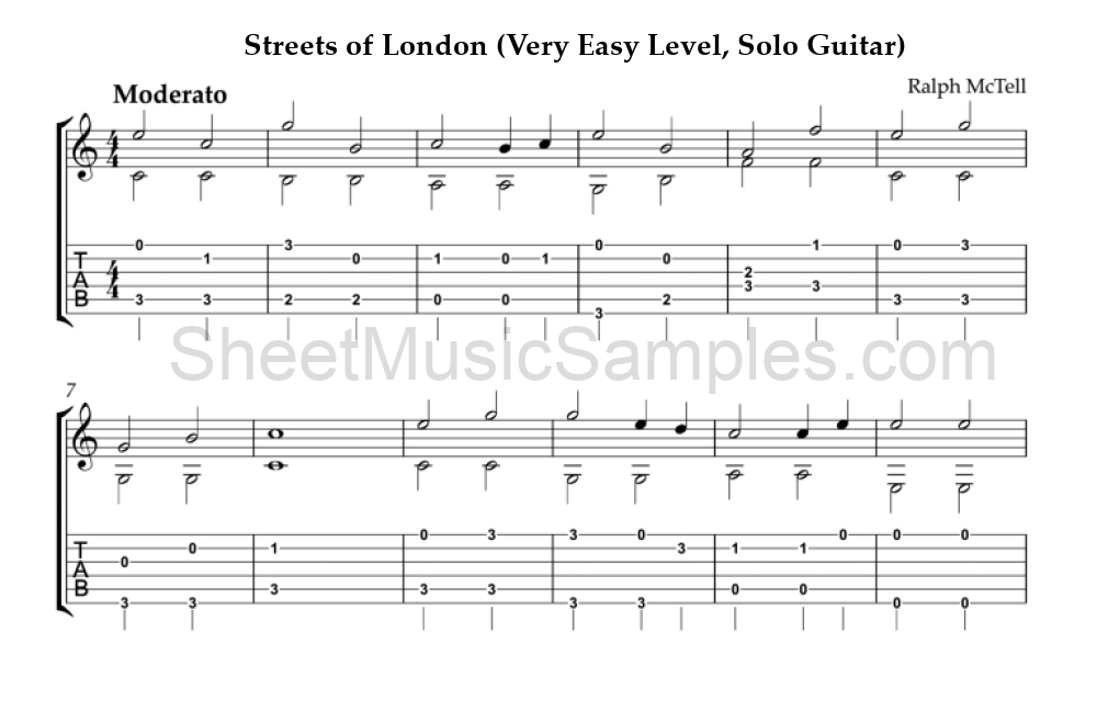 Streets of London (Very Easy Level, Solo Guitar)