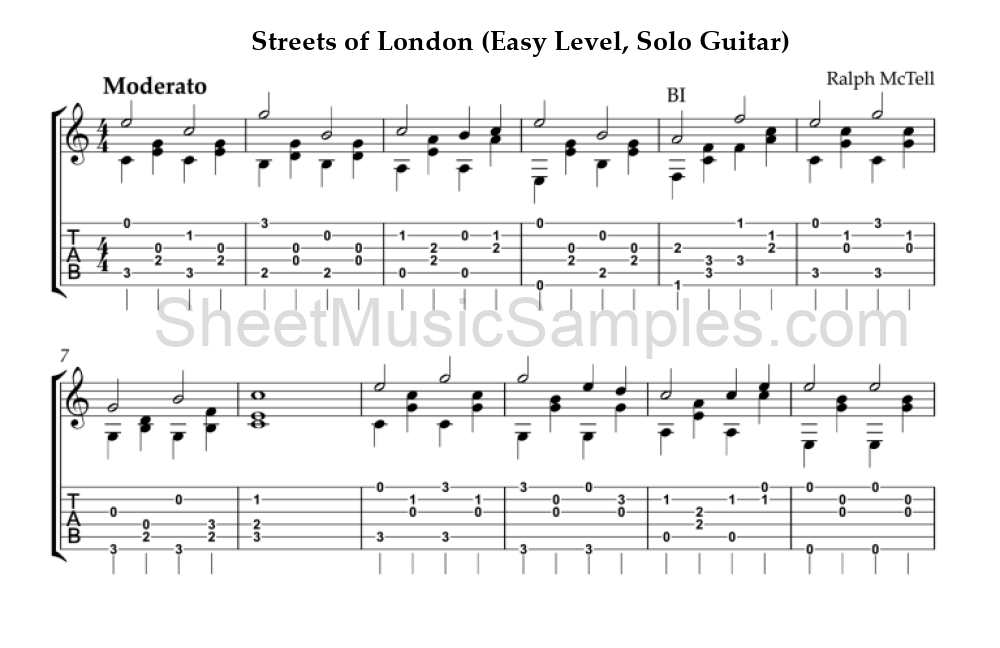 Streets of London (Easy Level, Solo Guitar)