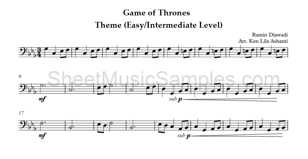 Game of Thrones - Theme (Easy/Intermediate Level)