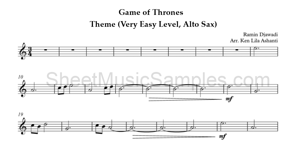 Game of Thrones - Theme (Very Easy Level, Alto Sax)