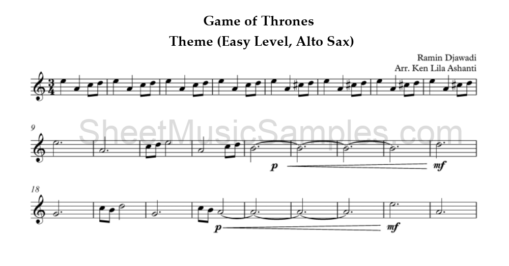 Game of Thrones - Theme (Easy Level, Alto Sax)