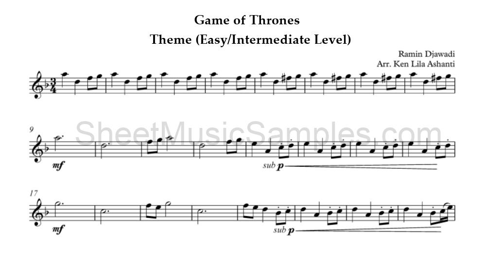 Game of Thrones - Theme (Easy/Intermediate Level)