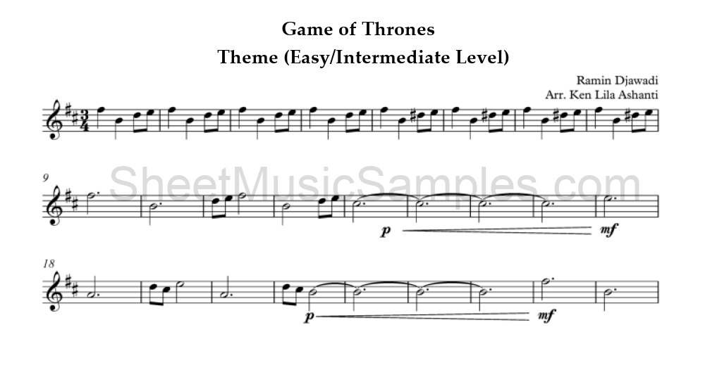 Game of Thrones - Theme (Easy/Intermediate Level)