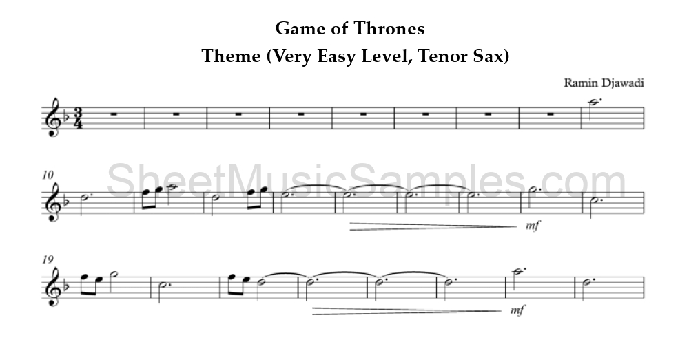 Game of Thrones - Theme (Very Easy Level, Tenor Sax)