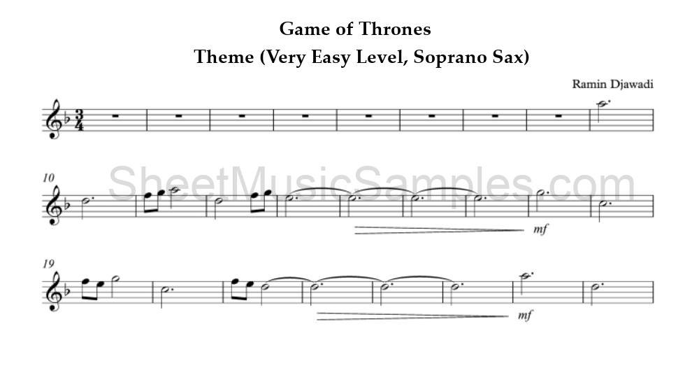 Game of Thrones - Theme (Very Easy Level, Soprano Sax)