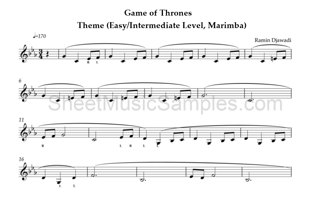 Game of Thrones - Theme (Easy/Intermediate Level, Marimba)