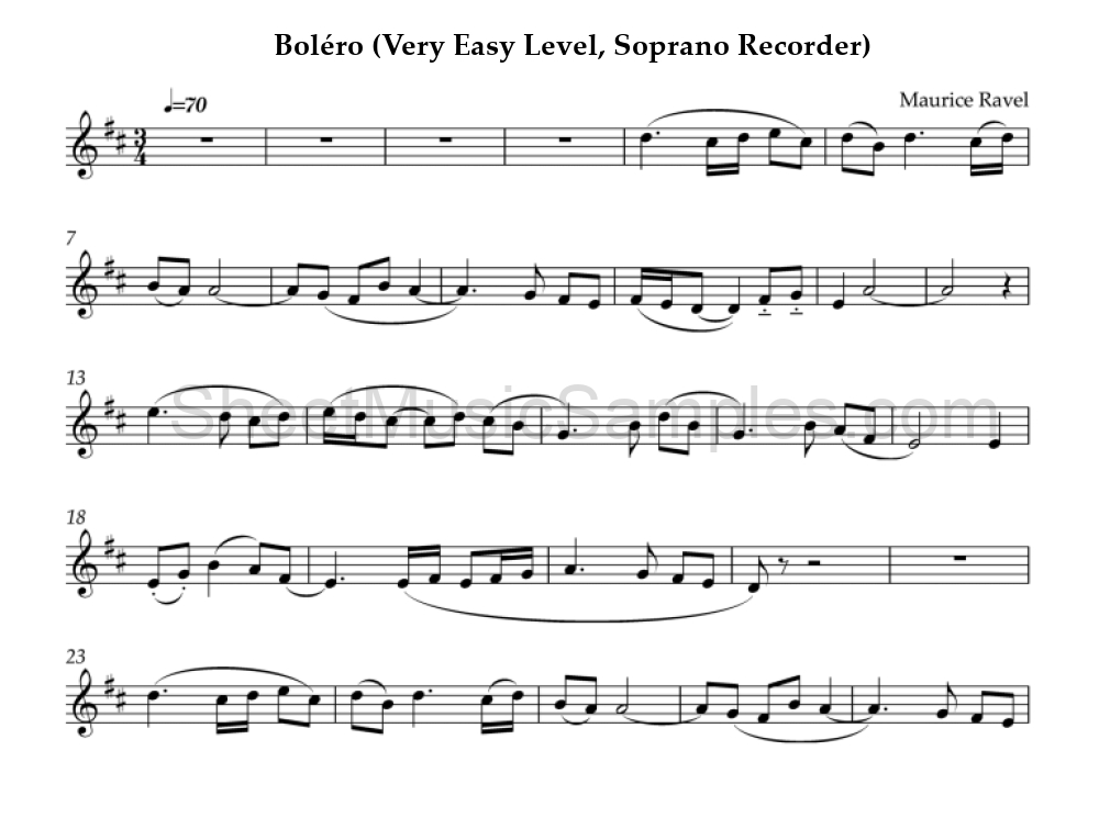 Boléro (Very Easy Level, Soprano Recorder)