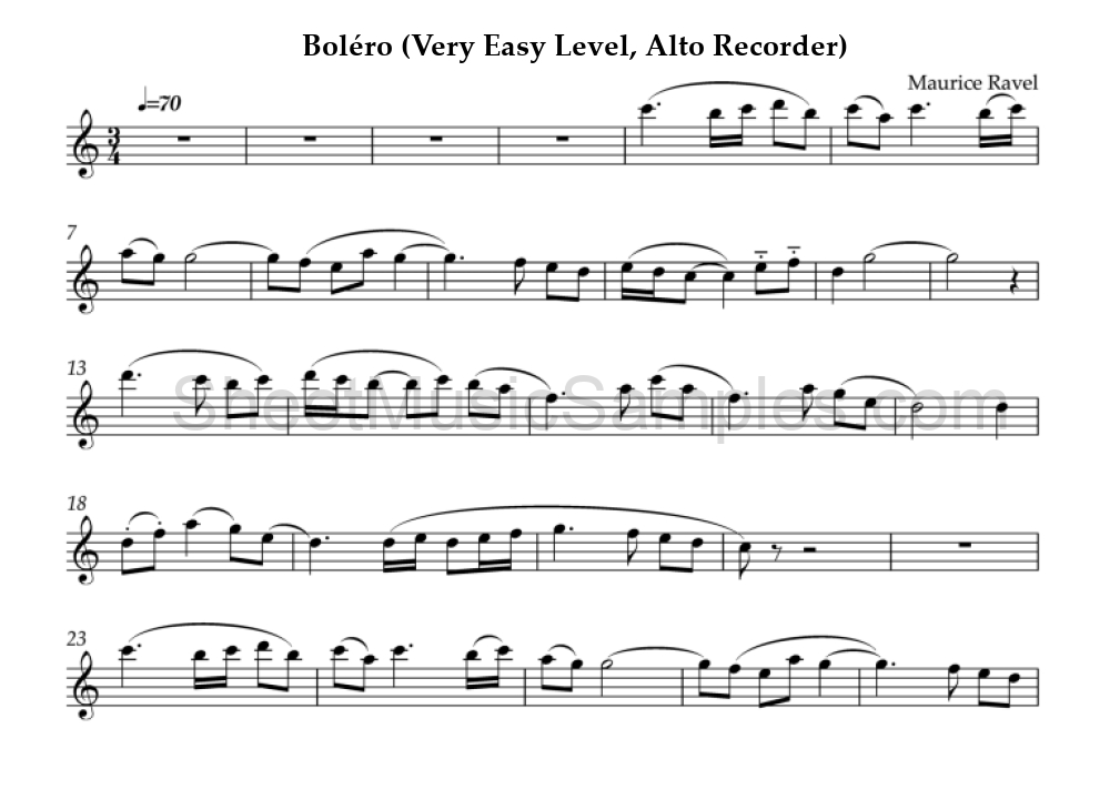 Boléro (Very Easy Level, Alto Recorder)