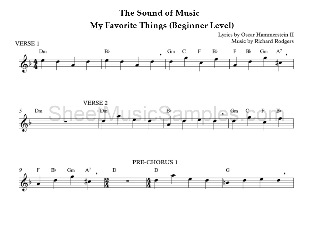 The Sound of Music - My Favorite Things (Beginner Level)