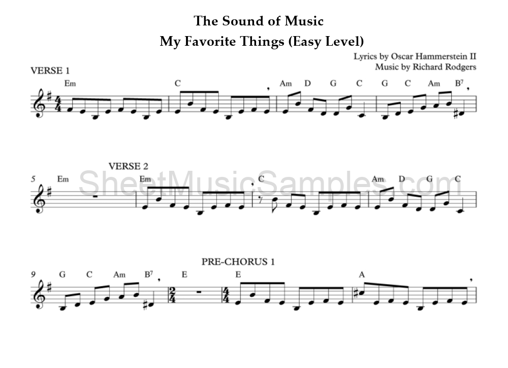 The Sound of Music - My Favorite Things (Easy Level)