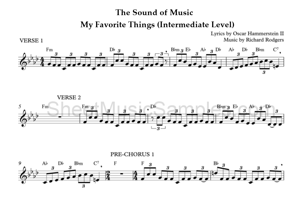 The Sound of Music - My Favorite Things (Intermediate Level)