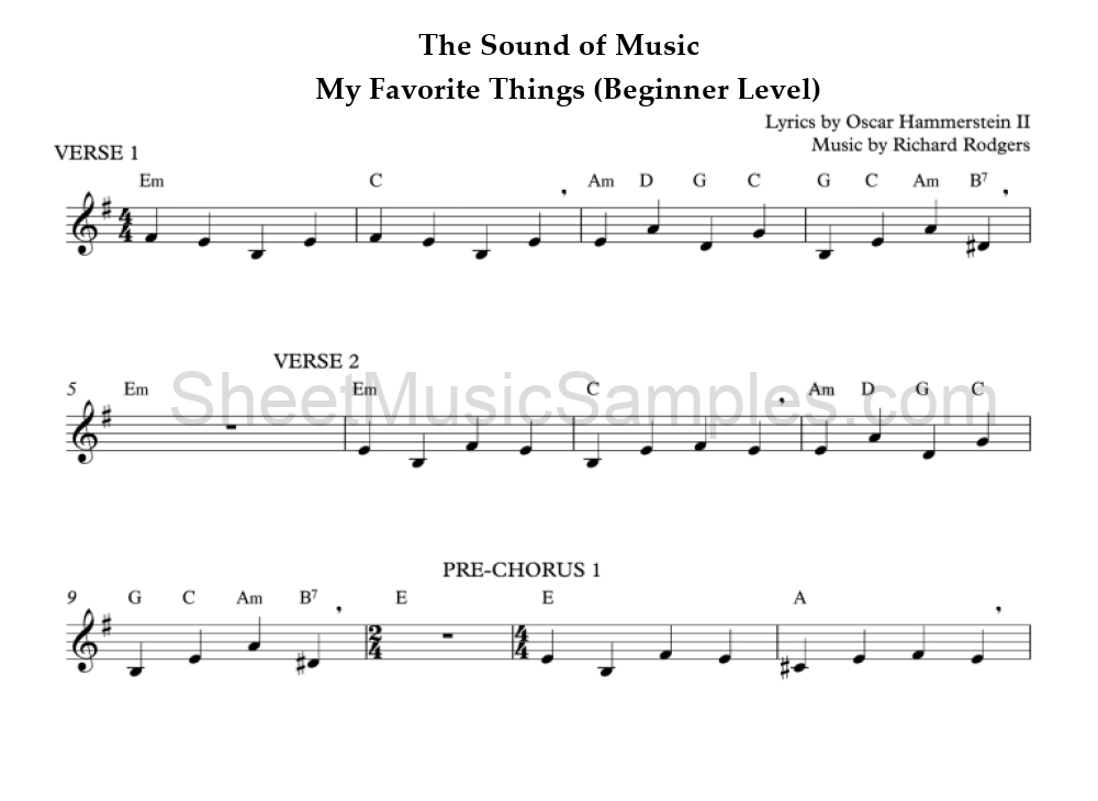 The Sound of Music - My Favorite Things (Beginner Level)