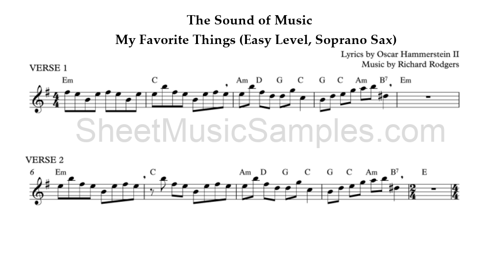 The Sound of Music - My Favorite Things (Easy Level, Soprano Sax)