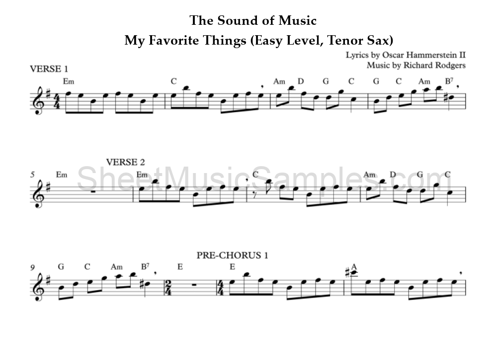 The Sound of Music - My Favorite Things (Easy Level, Tenor Sax)