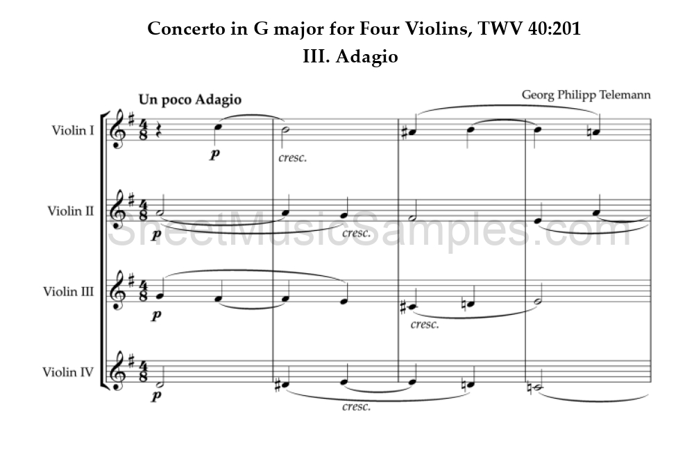 Concerto in G major for Four Violins, TWV 40:201 - III. Adagio