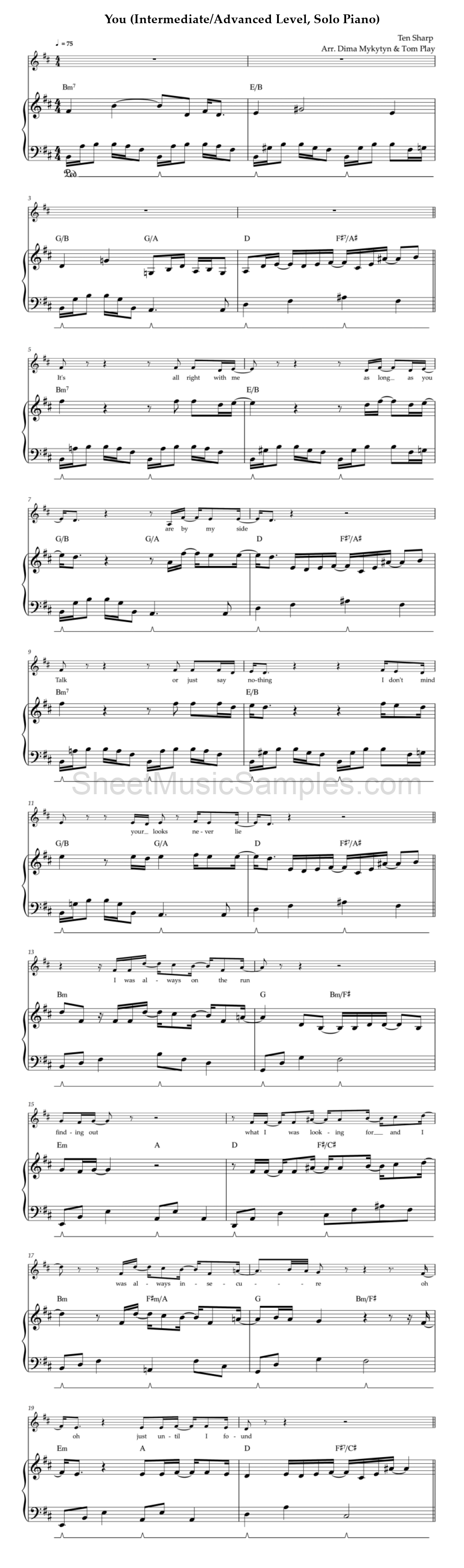 You (Intermediate/Advanced Level, Solo Piano)