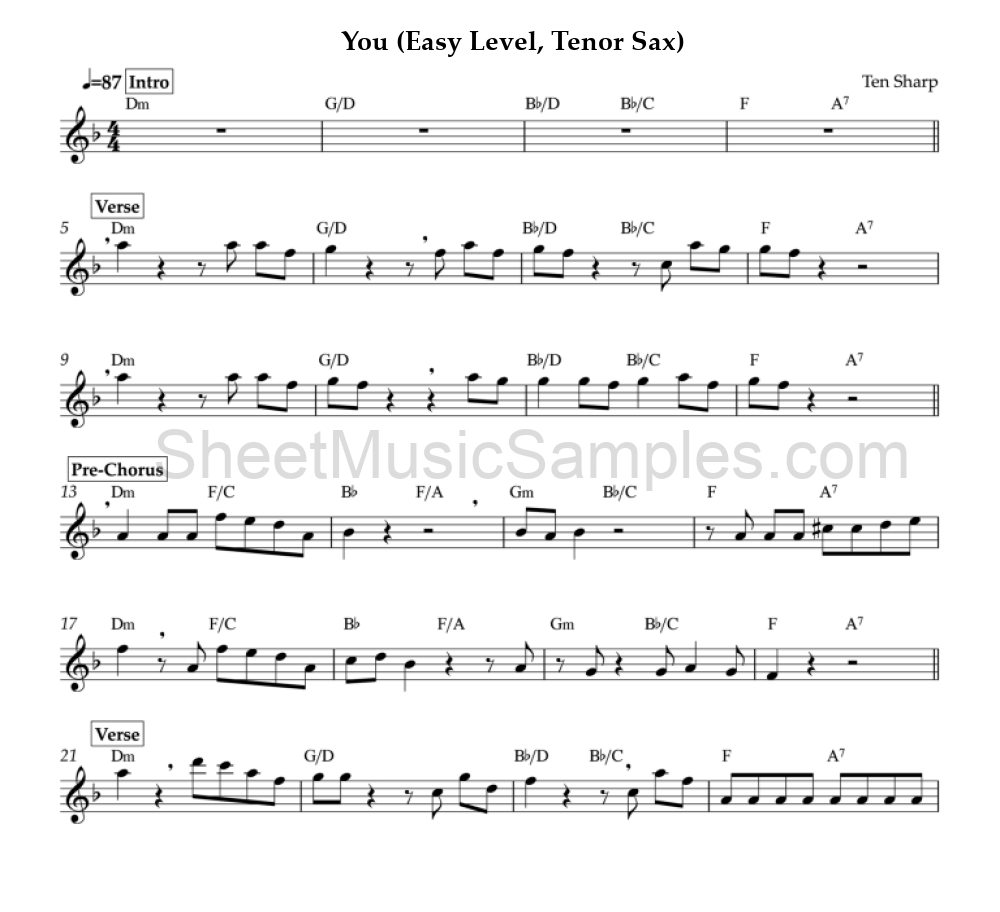 You (Easy Level, Tenor Sax)