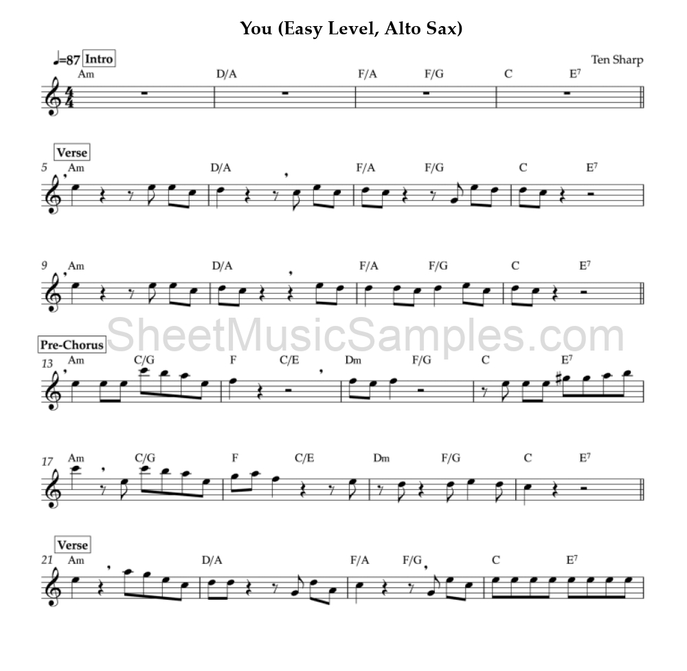 You (Easy Level, Alto Sax)