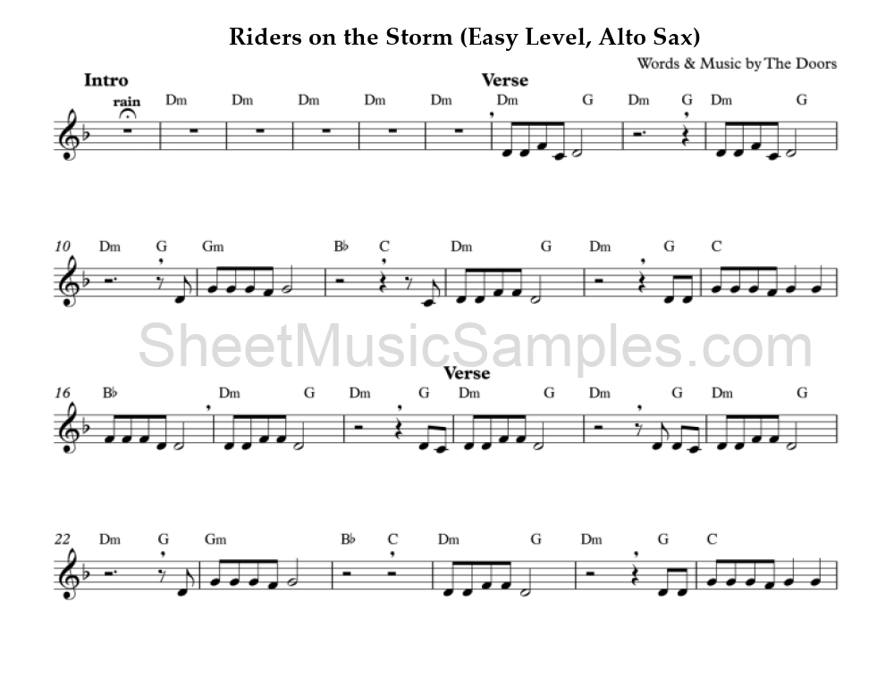 Riders on the Storm (Easy Level, Alto Sax)