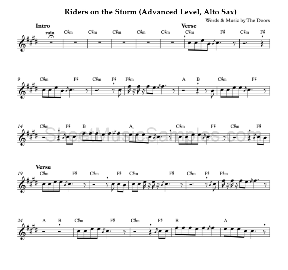 Riders on the Storm (Advanced Level, Alto Sax)