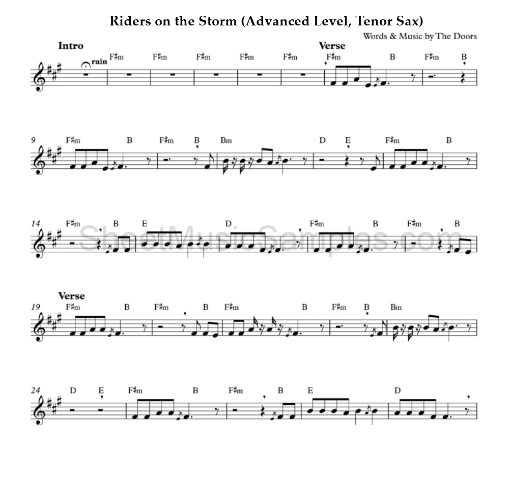 Riders on the Storm (Advanced Level, Tenor Sax)