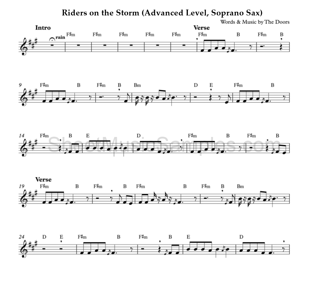 Riders on the Storm (Advanced Level, Soprano Sax)