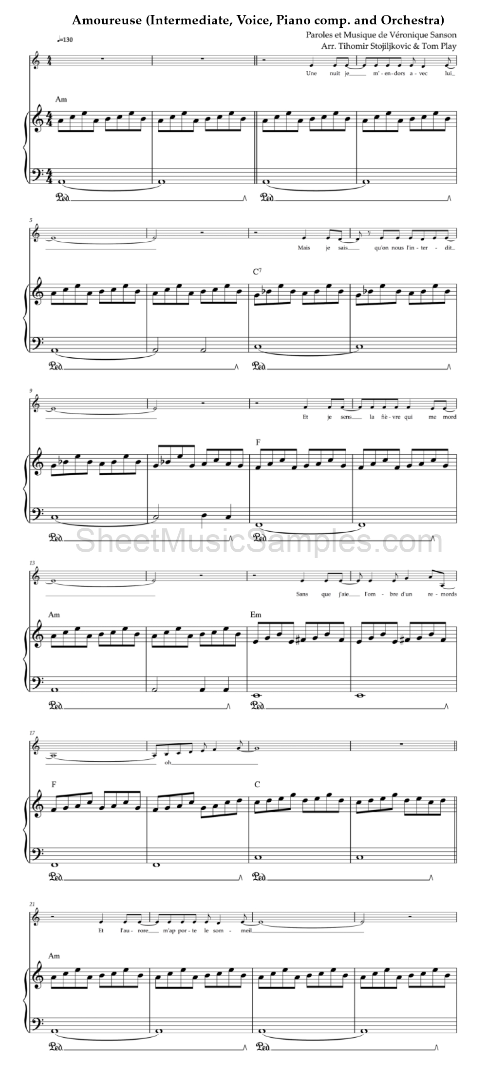 Amoureuse (Intermediate, Voice, Piano comp. and Orchestra)