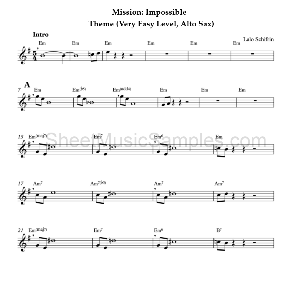 Mission: Impossible - Theme (Very Easy Level, Alto Sax)