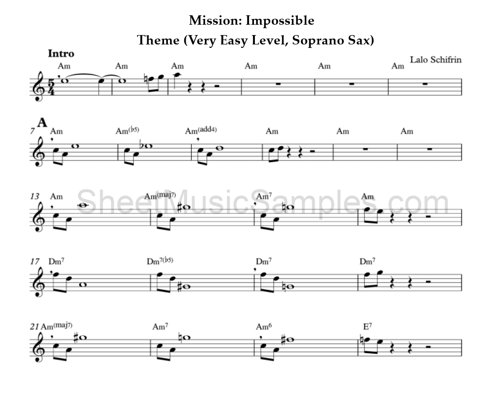 Mission: Impossible - Theme (Very Easy Level, Soprano Sax)