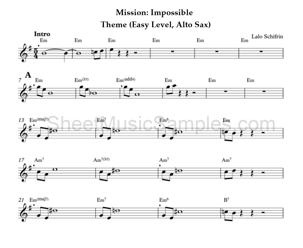 Mission: Impossible - Theme (Easy Level, Alto Sax)