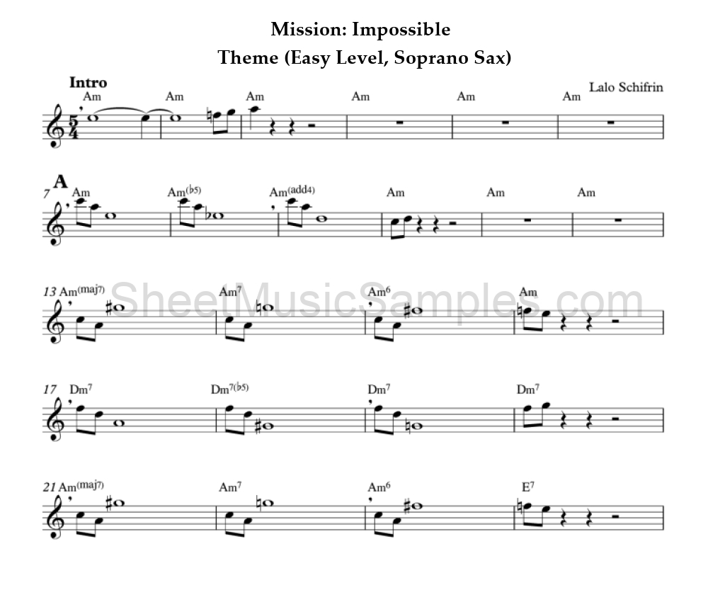 Mission: Impossible - Theme (Easy Level, Soprano Sax)