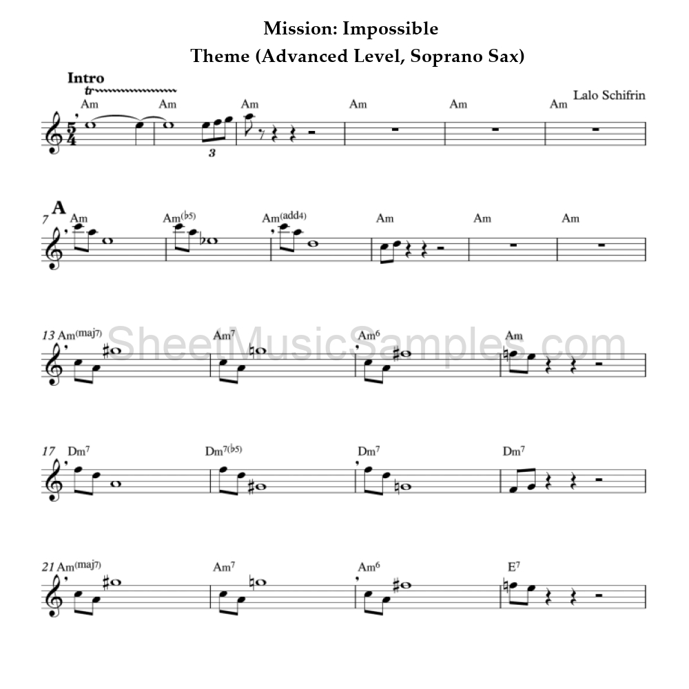 Mission: Impossible - Theme (Advanced Level, Soprano Sax)