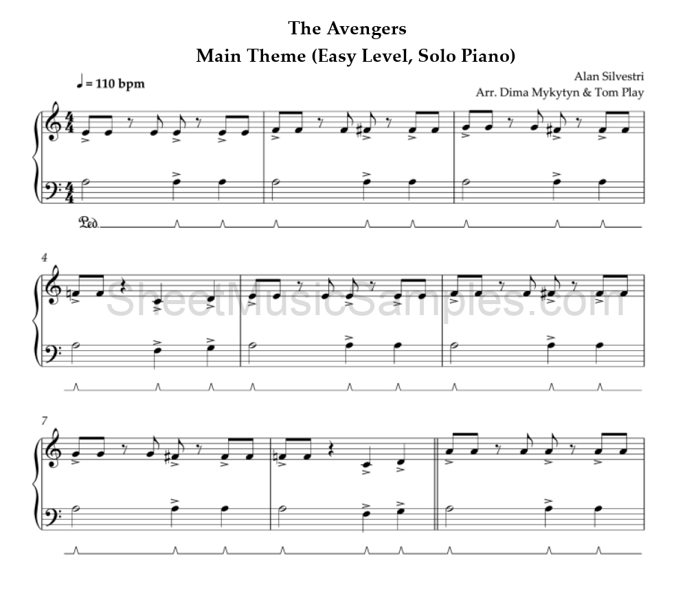 The Avengers - Main Theme (Easy Level, Solo Piano)