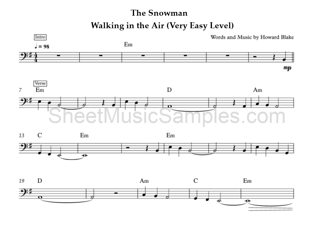 The Snowman - Walking in the Air (Very Easy Level)
