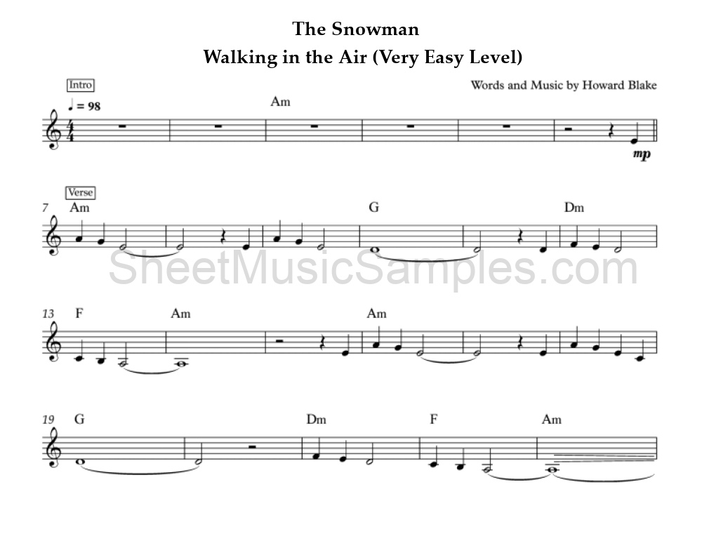 The Snowman - Walking in the Air (Very Easy Level)