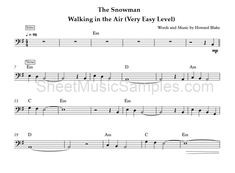 The Snowman - Walking in the Air (Very Easy Level)