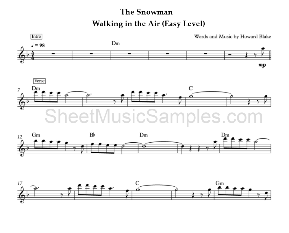 The Snowman - Walking in the Air (Easy Level)