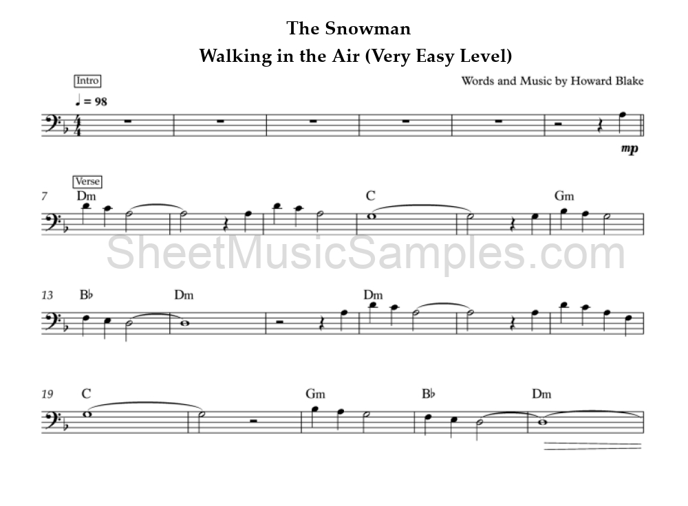 The Snowman - Walking in the Air (Very Easy Level)