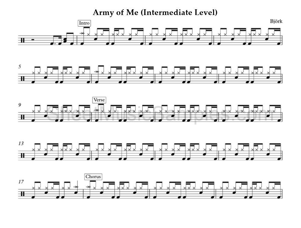 Army of Me (Intermediate Level)