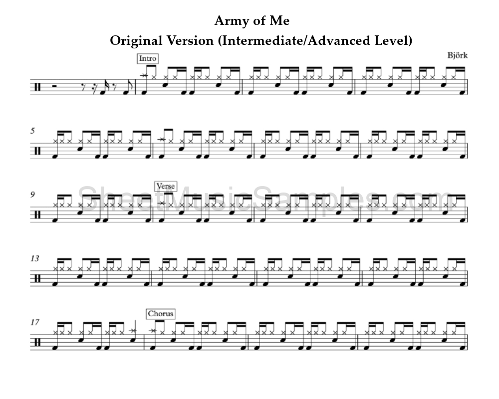 Army of Me - Original Version (Intermediate/Advanced Level)