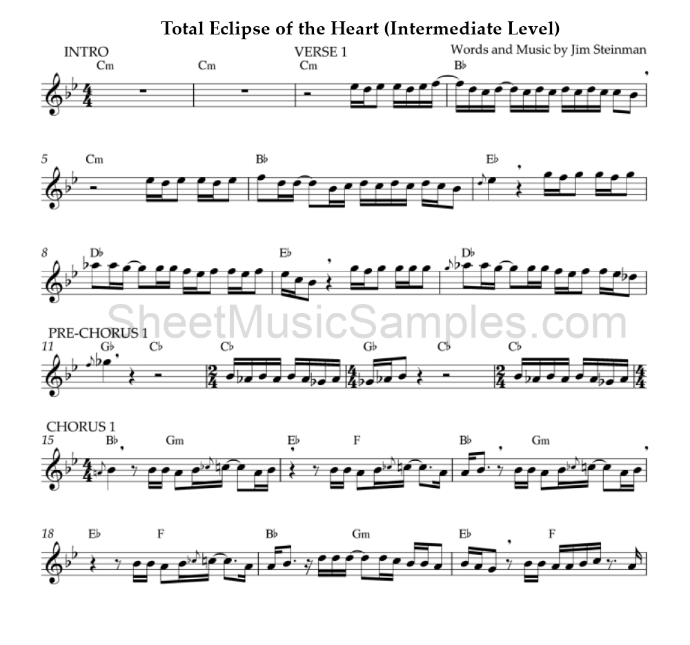 Total Eclipse of the Heart (Intermediate Level)