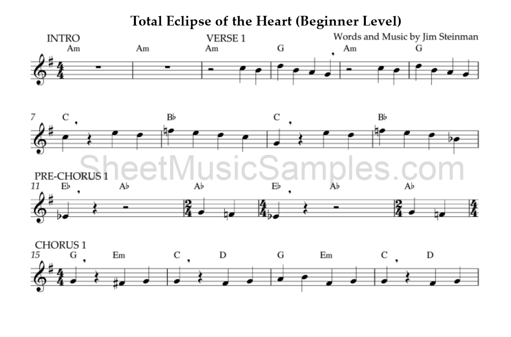 Total Eclipse of the Heart (Beginner Level)