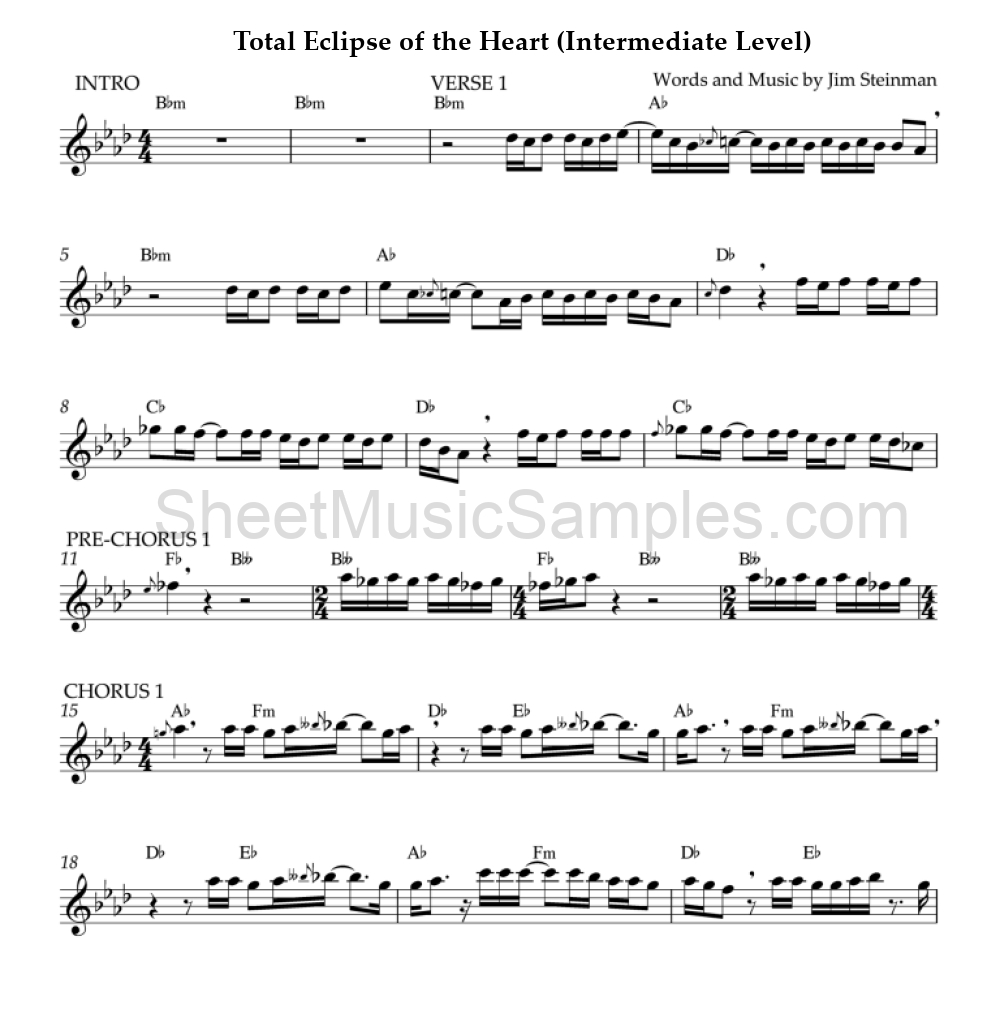 Total Eclipse of the Heart (Intermediate Level)