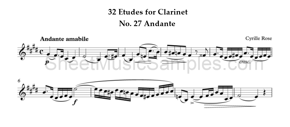 32 Etudes for Clarinet - No. 27 Andante